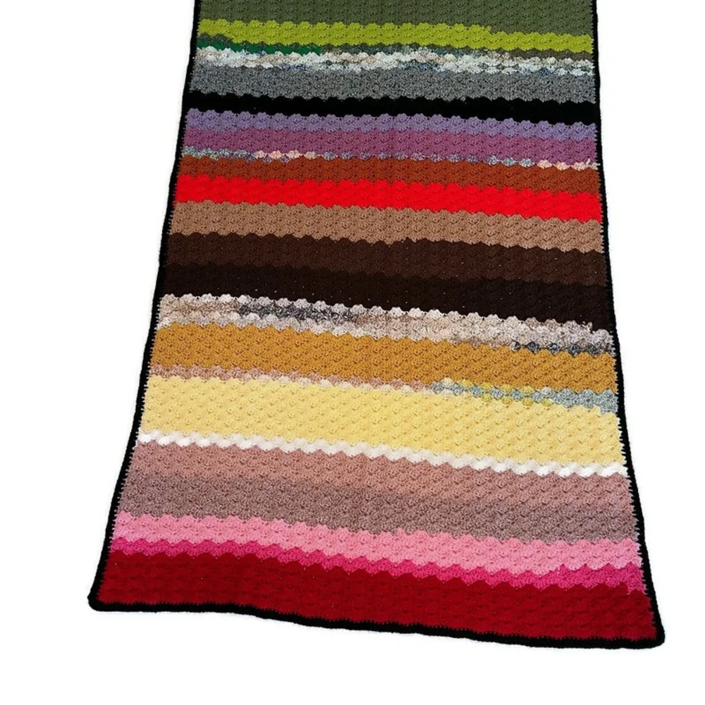 Handmade Multicolor Crochet Afghan Blanket Throw Stripes 60
